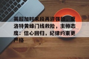开云体育官网-英超加时末段再迎强敌，夏洛特黄蜂门线救险，主帅态度：信心回归，纪律约束更严格的简单介绍